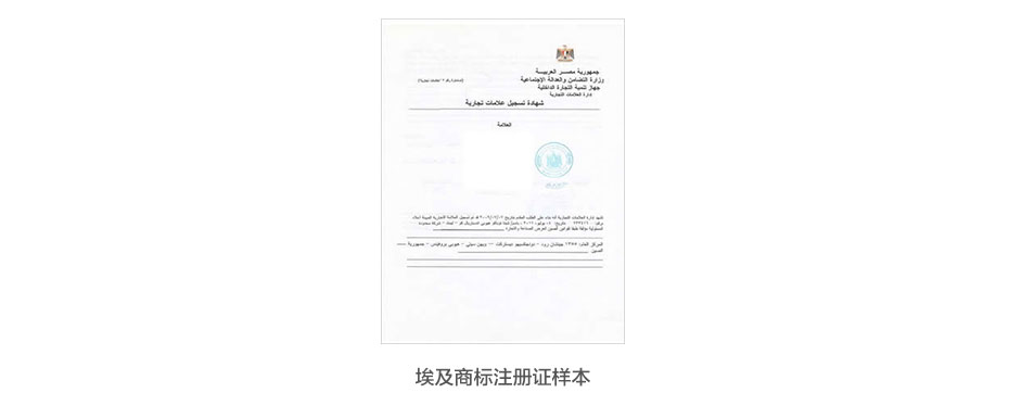 埃及商標(biāo)注冊證樣本
